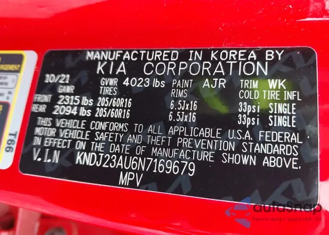 2022 Kia Soul Lx из США, поврежденный, VIN KNDJ23AU6N7169679